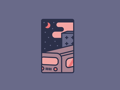 The last train geometric illustration minimalism moon moonlight night shape train urban
