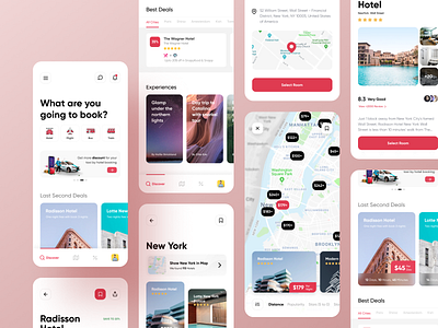 SnappTrip Mobile App Redesign android app booking booking.com cards design gallery hotel hotel booking ios map redesign search ui ux