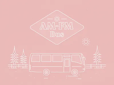 AM-FM Bus logo badge branding builder camper line linework logo maker minimalism outdoor rugged tinyhouse typogaphy