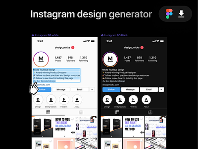 📷 Instagram Design Generator [Figma Freebie 🎁] design micka designfreebies figmadesign figmaressource free freebies instagram banner instagram feed planificator instagram feed preview instagram post instagram preview instagram profile preview instagram stories instagram story instagram template instagram templates mockup feed instagram mockup instagram