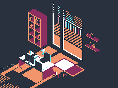 Office Nights illustration isometric office