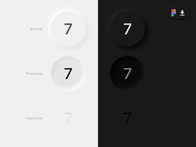 Soft UI buttons [Figma Freebie 🎁] 2020 trend black white blackandwhite button button states dark ui darkmode minimal minimalism minimalist neumorphic neumorphism shadows ui