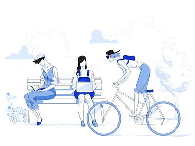 Campus academy bike book campus flat design flat illustration hurca illustration learning outdoor park school streamline students teacher university vector illustrator vectorart wireframe