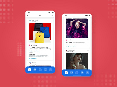 Social media app app blue clean color design media minimal red simple social space style typography ui user interface design ux