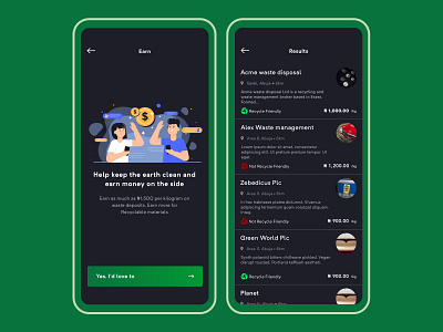 Waste Management - App Design app dark design dribbble illustration mobile ui ux waste waste management