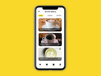Drink Menu app cafe dailyui drink menu drinks figma latte menu milk order drinks uidesign