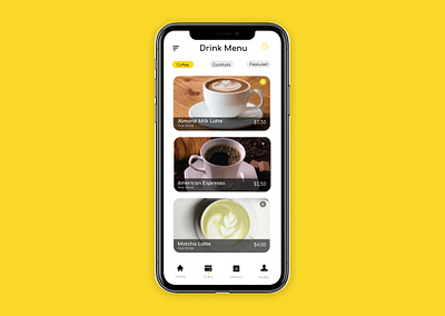 Drink Menu app cafe dailyui drink menu drinks figma latte menu milk order drinks uidesign