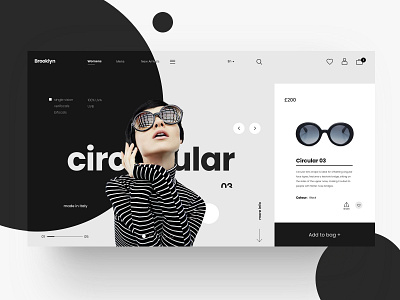 Circular Glasses design landingpage typography ui design web