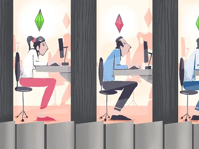 Sims corporate drawing illustration sims