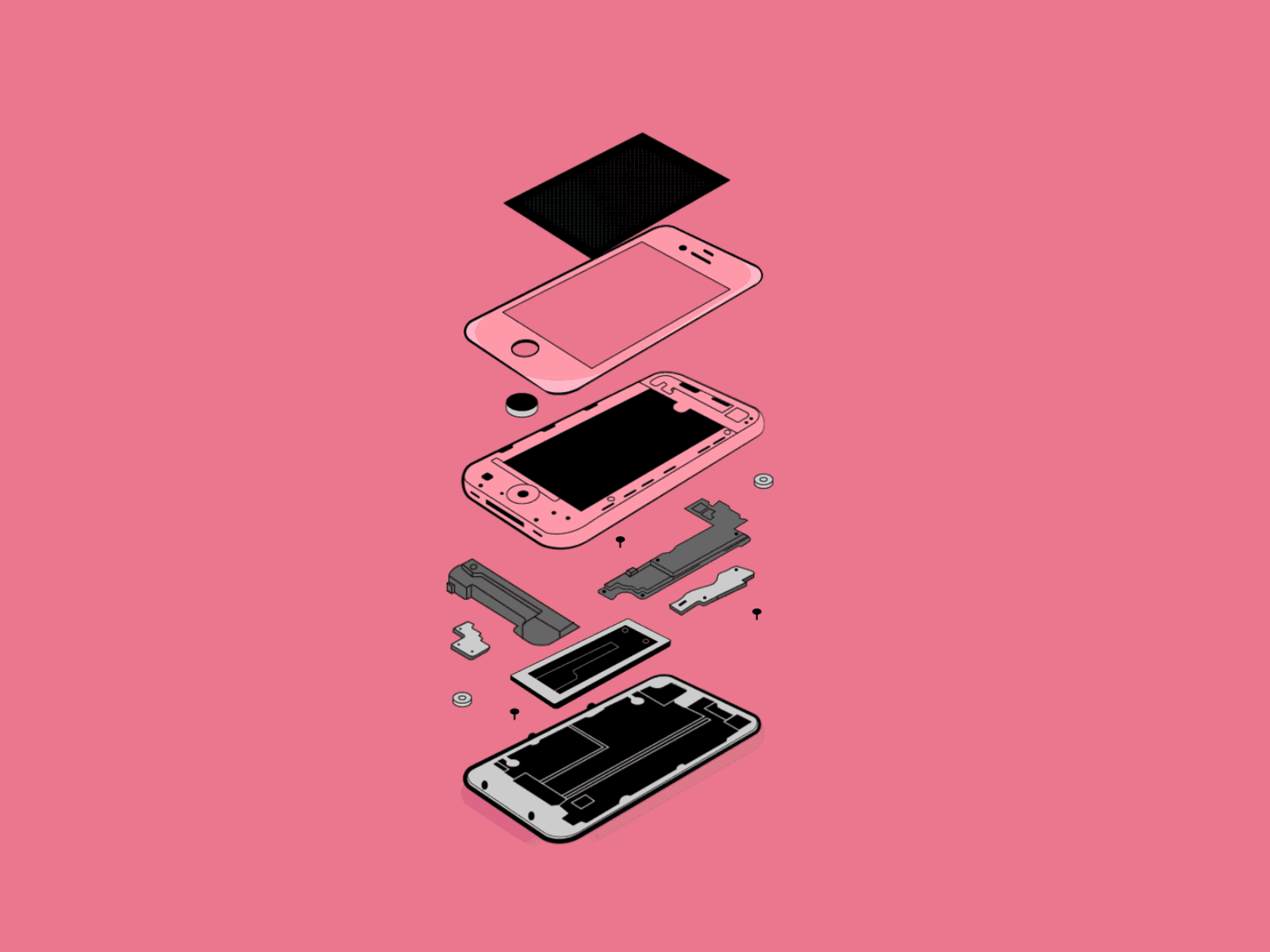 Barbie phone 2d 2danimation adobe after effects adobe illustrator barbie brake flat girl glass glitch gradient grey illustration isometric motion design phone pink screen socialmedia vector