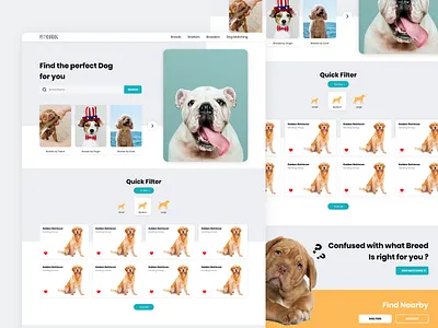Dog Matching Web UI Design clean ui dog doggy dogs landing page landing page design light theme minimalism minimalist modern design modernism pet app pet care pet design pets puppies puppy web design website website design