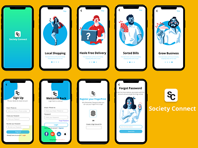 Society Connect App Onboarding Redesign app design ui ux xd