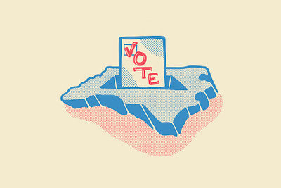 NC Vote Illustration ballot blue check box checkbox democrat election halftone illustration illustrator north carolina politicl red republican vote voter