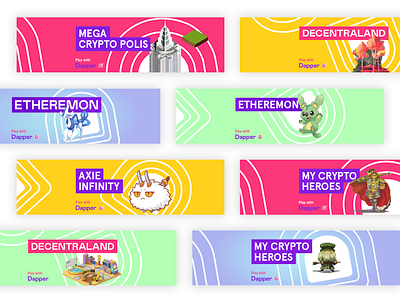 Dapper: Play With Dapper Campaign ads advertising art direction blockchain blog header branding campaign character crypto cryptokitties dapper dapperlabs design gaming graphic design graphics illustration vancouver vector