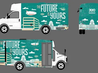 The Future is Your Bus Wrap alabama illustration public transport vehicle design vehicle graphics vehicle wrap