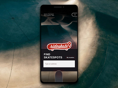 rideskate android app ios mobile search skate skateboard skateboarding spots ui ux