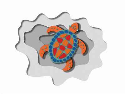 Radioactive sea turtle - card board cutout style cardboard cutout illustration sea turtle