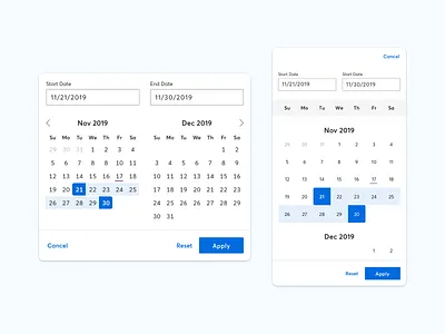 Calendar Component calendar component date range design mobile modals ui uidesign