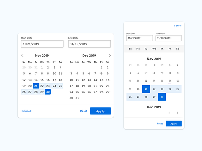 Calendar Component calendar component date range design mobile modals ui uidesign