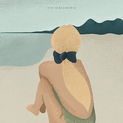 Somewhere By The Sea adventurer beach digital illustrator editorial illustration fashion illustration girl illustration grainy illustration peaceful procreate texture texture brushes