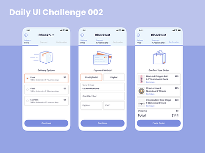 002 checkout page credit card daily ui challenge dailyui illustration mobile design shopping ui vector