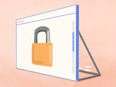 Facade browser design halftone illustration lock online padlock security texture