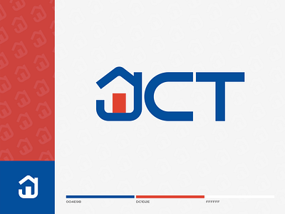 JCT Logo blue brand branding dribbble flat design graphic design house house logo icon illustrator layout logo logo design logotype marketing real estate red typography vector