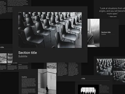 002. Dark minimalistic presentation template dark theme figma figma community figma design freebie material design presentation presentation design presentation layout presentation template slide slides slideshow
