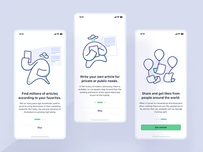 Bukbukan user onboarding illustration article design icon illustration interface line material design onboard onboarding screen onboarding ui ui ux