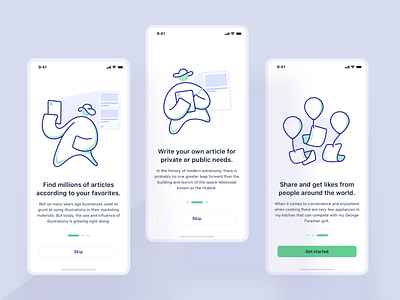 Bukbukan user onboarding illustration article design icon illustration interface line material design onboard onboarding screen onboarding ui ui ux