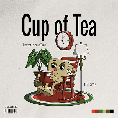 Retro Cartoon Character Illustration Cup of Tea adobe illustrator artwork cartoon character character design design graphic design illustration mascot retro vector vintage