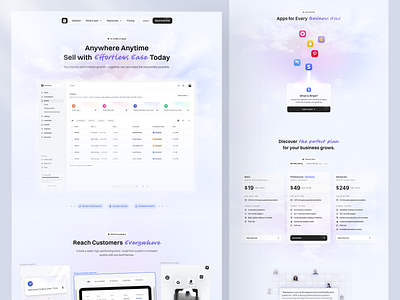 E-Commerce Growth Landing Page bento bento grid component dashboard design ecommerce platform gradient illustration landing landing page light mode marketing page marketing site saas saas landing saas landing page shopify ui ux website