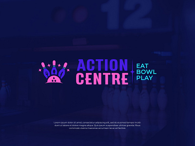 Action Center. eat and bowling logo art branding creative design graphic design illustration logo logo design logodesign logotype sign ui