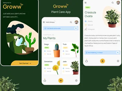 Plant Care App app brand clean design icon plant illustration plants simple typography ui uidesign ux