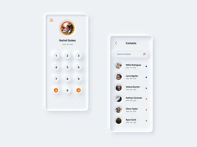 Poppin n Lockin clean dialer contacts flatish neu skeu neumorphic neumorphism phone trendy ui white