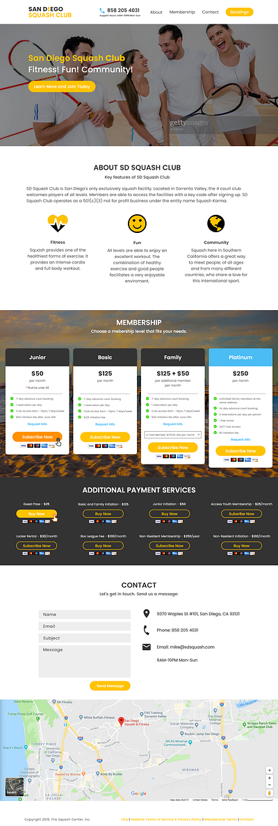SD Squash Club UI Website Design branding design homepage landing page logo ui web website design