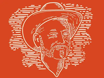 Song Writer Illustration face hat linework music portrait red