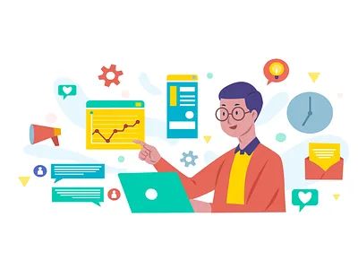 multiasking concept concept illustration conceptual people works peoples