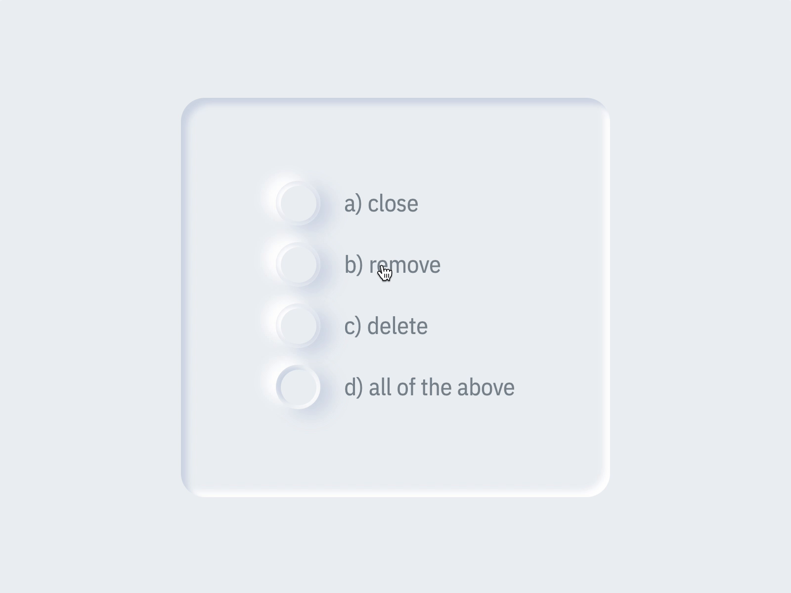 Neumorphic Radio animation css forms interaction ixd motion neumorphic neumorphism radio buttons ui
