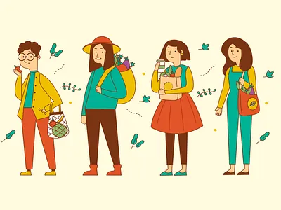 Green lifestyle people characterdesign graphic design green lifestyle illustraion no more plastic pop save earth vegan