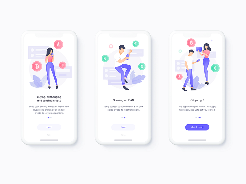 Mobile app Quppy Wallet, Onboarding, Fintech | Lepshey animation app app design banking banking app banking operation cryptocurrencies finance fintech illustration mobile app motion graphics neobank onboarding product design startup ui ux uxui wallet