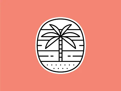 Oasis badge beach desert monoline oasis palm palm tree