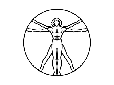 Vitruvian man-icon / logo in linear style brand branding creative design icon identity logo presentation vector