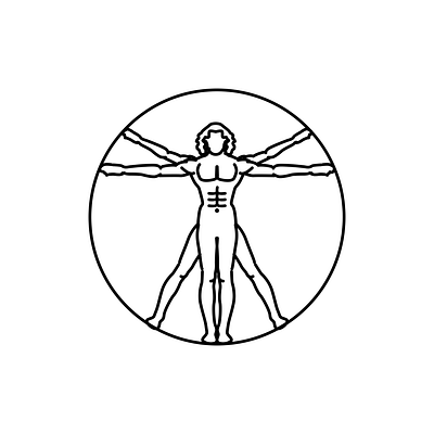 Vitruvian man-icon / logo in linear style brand branding creative design icon identity logo presentation vector