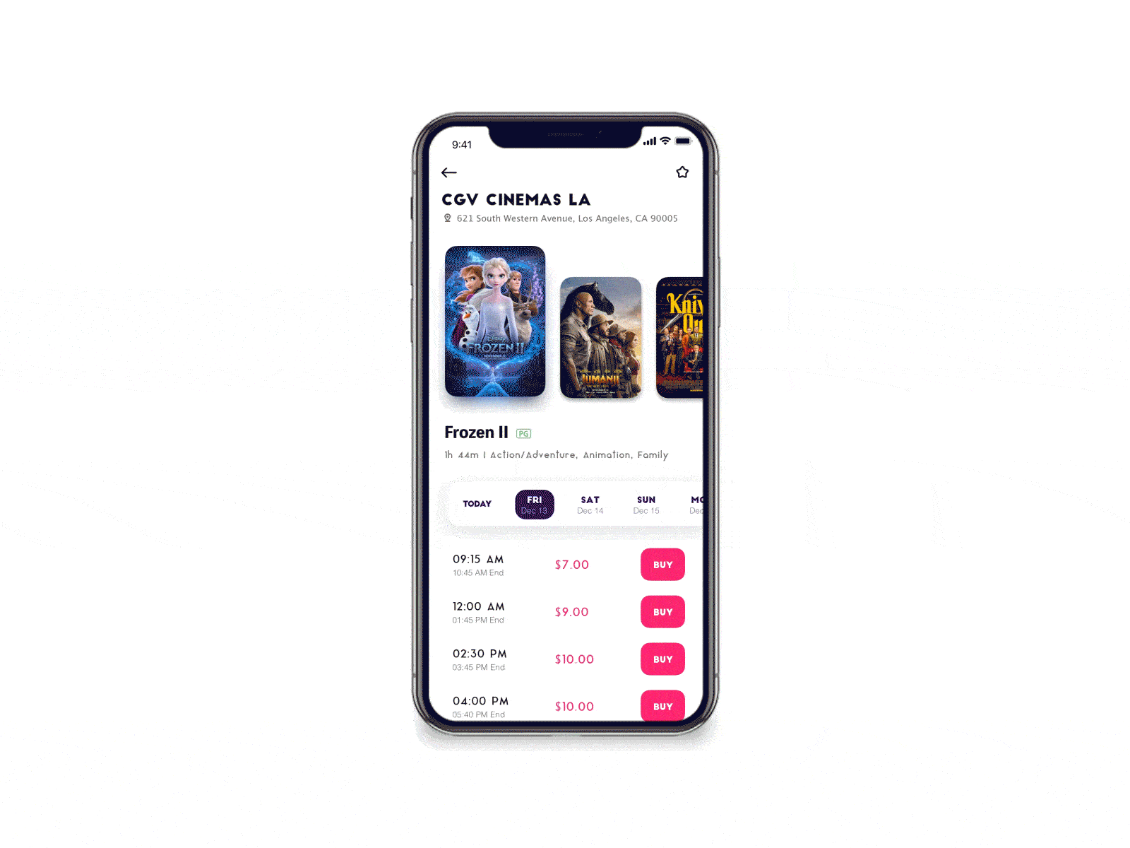 Movie theater APP animation aftereffects animation cinema dynamic interactive interfaces iphone11pro motion movie principle ticket ticket app ticket booking ui ux