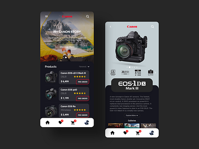 Canon app app concept camera canon clean colors concept creative dark design gadget minimal mobile photography ui ux white