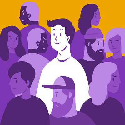 Smiling person in crowd concept illustration illustration peoples vector