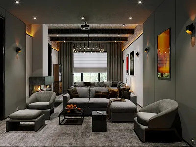 Living room in a country house in the loft style 3d 3ds max 3dsmax 3dvisualization corona render corona renderer interior interior design interiors render rendered