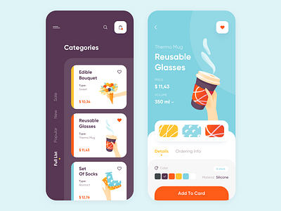 Creative Gifts - Mobile App app clean colors creative design gift illustration minimal mobile ui ux