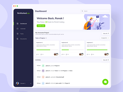 Dashboard design for ReWorked design